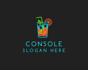 Neon Cocktail Drink  Logo