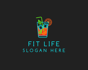 Mixology - Neon Cocktail Drink logo design