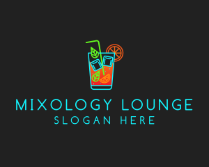 Neon Cocktail Drink  logo design