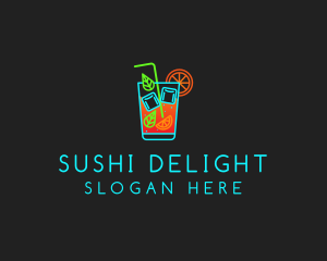 Neon Cocktail Drink  logo design