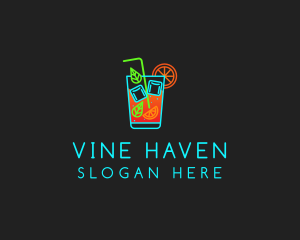 Neon Cocktail Drink  logo design