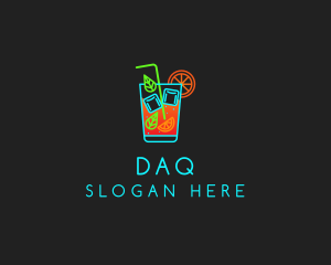 Pub - Neon Cocktail Drink logo design