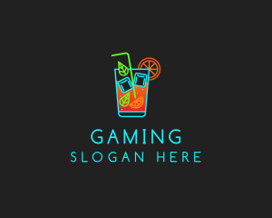 Liquor Shop - Neon Cocktail Drink logo design
