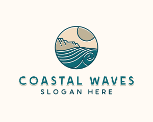 Beach Waves Surfing logo design