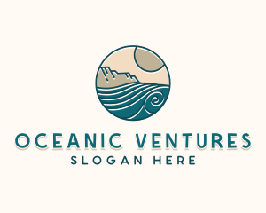 Beach Waves Surfing logo design