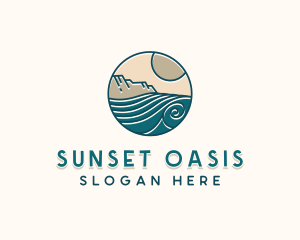 Beach Waves Surfing logo design