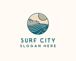 Beach Waves Surfing logo design