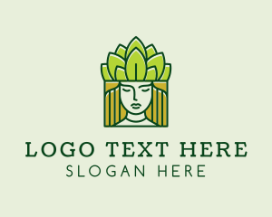 Medieval - Leaf Crown Goddess logo design