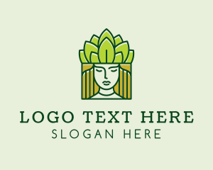 Princess - Leaf Crown Goddess logo design