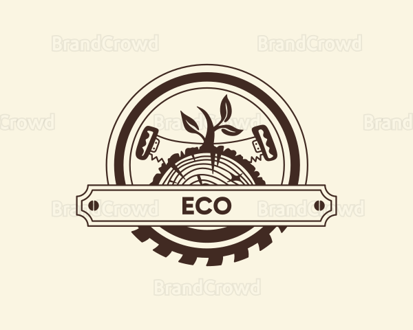 Lumber Circular Saw Woodworking Logo