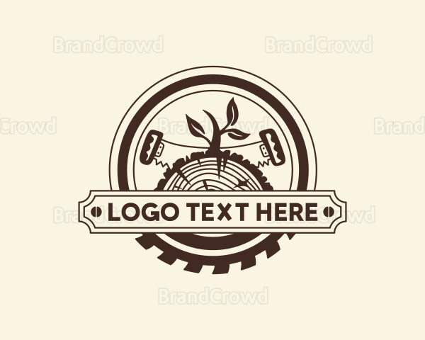 Lumber Circular Saw Woodworking Logo