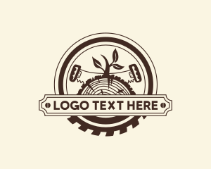 Wood Plank - Lumber Circular Saw Woodworking logo design