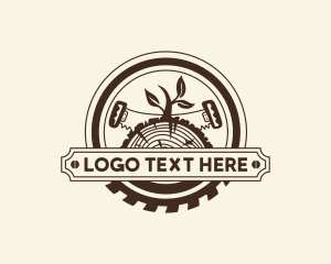 Log - Lumber Circular Saw Woodworking logo design