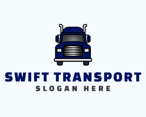 Blue Transportation Truck logo design