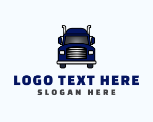 Blue Transportation Truck Logo