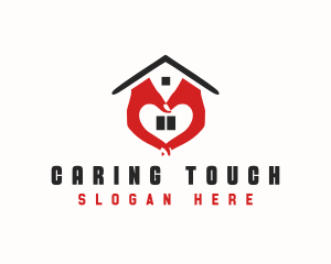 Caregiving - Heart Hands Roof logo design