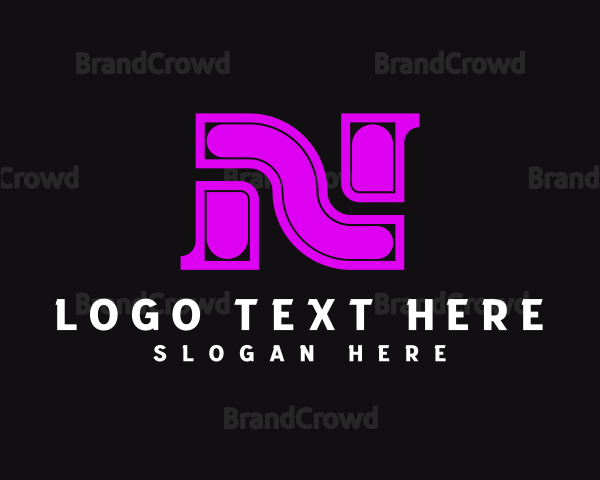 Modern Neon Technology Letter N Logo
