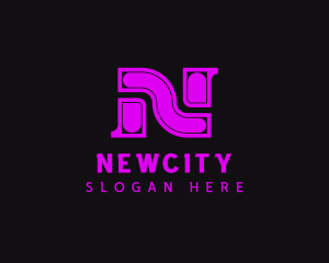 Neon Technology Letter N logo design