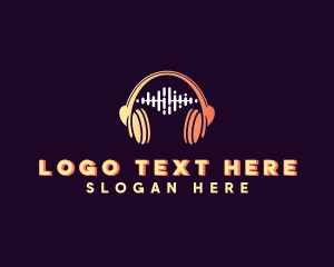 Radio Station - Soundwave DJ Headset logo design