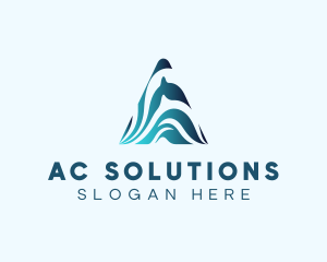 Ac - Water Wave Letter A logo design