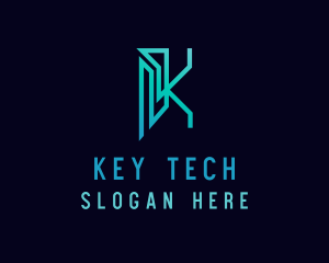 Digital Tech Letter K logo design