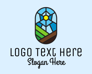 Stained Glass - Rural Valley Landscape logo design