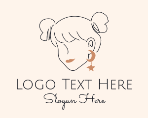 Lady - Moon Star Woman Earring logo design