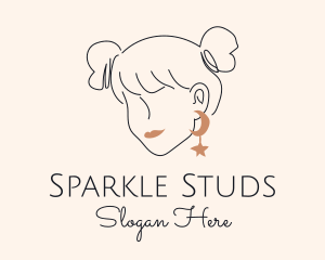 Moon Star Woman Earring logo design