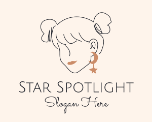 Moon Star Woman Earring logo design