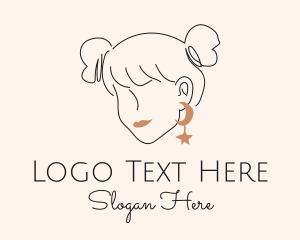 Dangling Earrings - Moon Star Woman Earring logo design