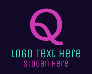 Text - Purple Neon Letter Q logo design