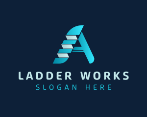 Ladder - Blue Letter A Business logo design