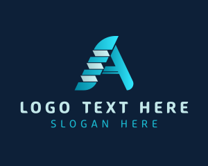 Ladder - Blue Letter A Business logo design