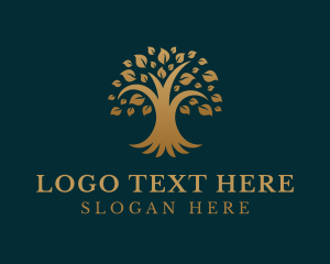 Golden Tree Plant Logo