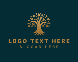 Luxe - Golden Oak Tree Plant logo design