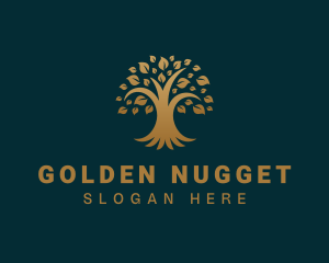 Golden Oak Tree Plant logo design