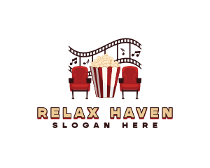 Leisure - Cinema Chair Popcorn logo design