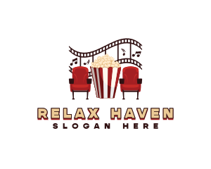 Cinema Chair Popcorn logo design