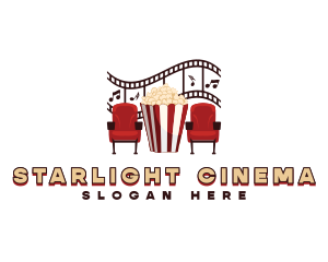 Cinema Chair Popcorn logo design