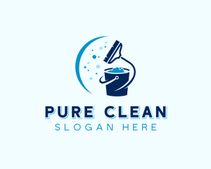 Broom Bucket Cleaner logo design