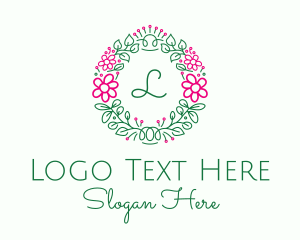 Doodle - Floral Doodle Wreath logo design