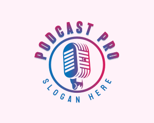 Podcaster - Microphone Radio Podcast logo design