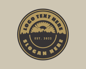 Retro - Forest Mountain Sawmill logo design