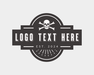 Dead - Retro Skull Skeleton logo design