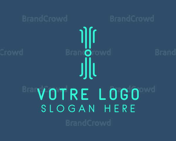 Neon Tech Letter I Logo