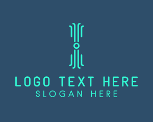 Web - Neon Tech Letter I logo design