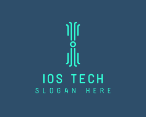 Neon Tech Letter I logo design