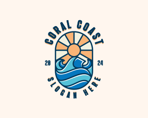 Surfer Ocean Waves logo design