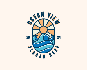 Surfer Ocean Waves logo design