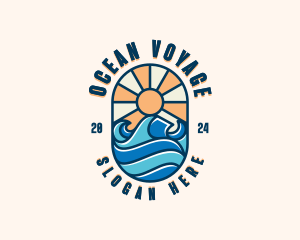 Surfer Ocean Waves logo design